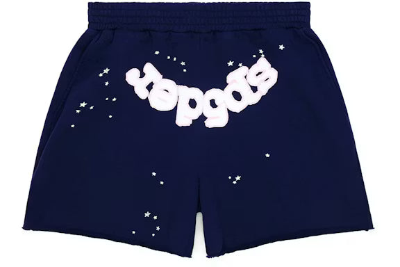 Sp5der OG Web Logo Sweat Shorts - Navy Blue