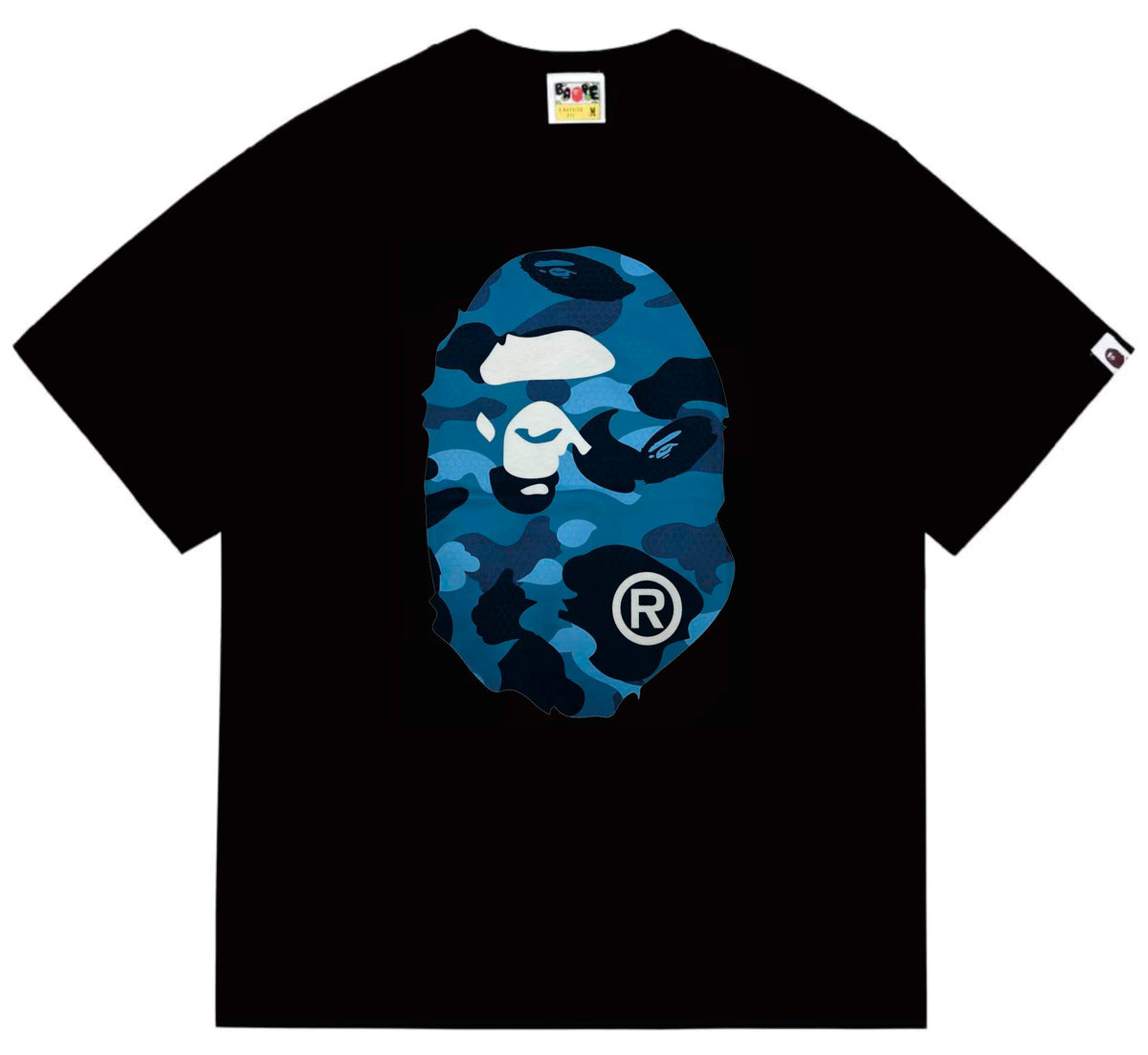 BAPE Color Camo Big Ape Head Tee Black Blue